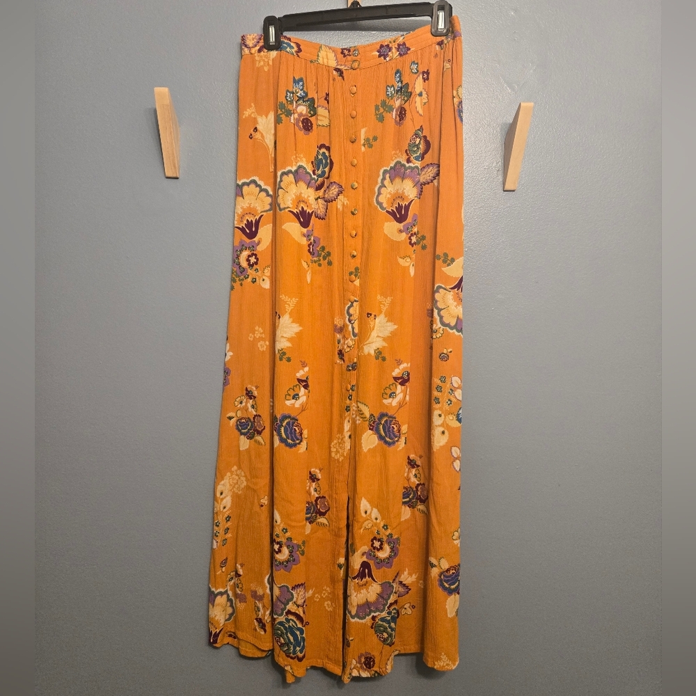 Patrons Of Peace Floral Mustard Yellow Maxi Skirt